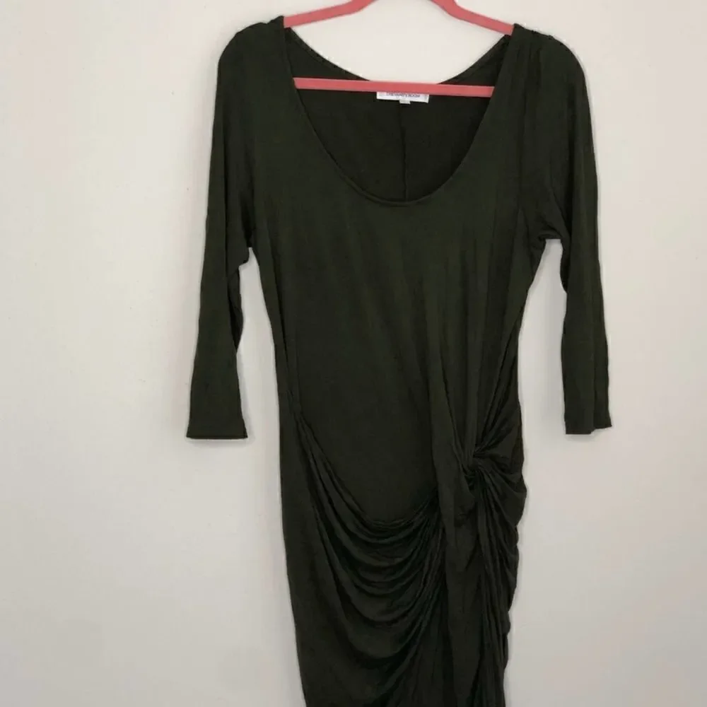 2/$30 Nordstrom The Vanity Room 3/4 Sleeve Olive Army Green Jersey Knot Dress, L